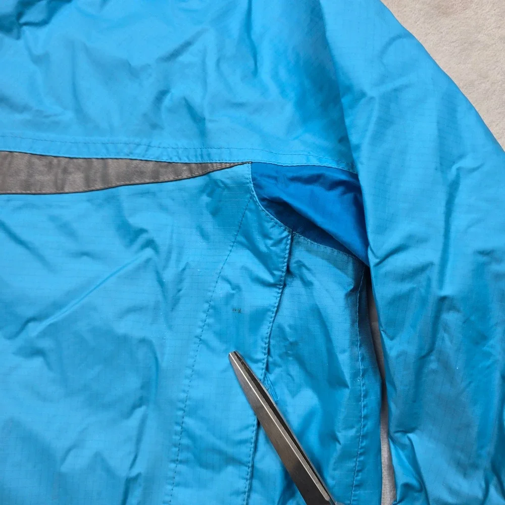 L.L.Bean Rain Jacket Kids Medium 10-12 Blue Lightweight Hooded Zip‎ Up